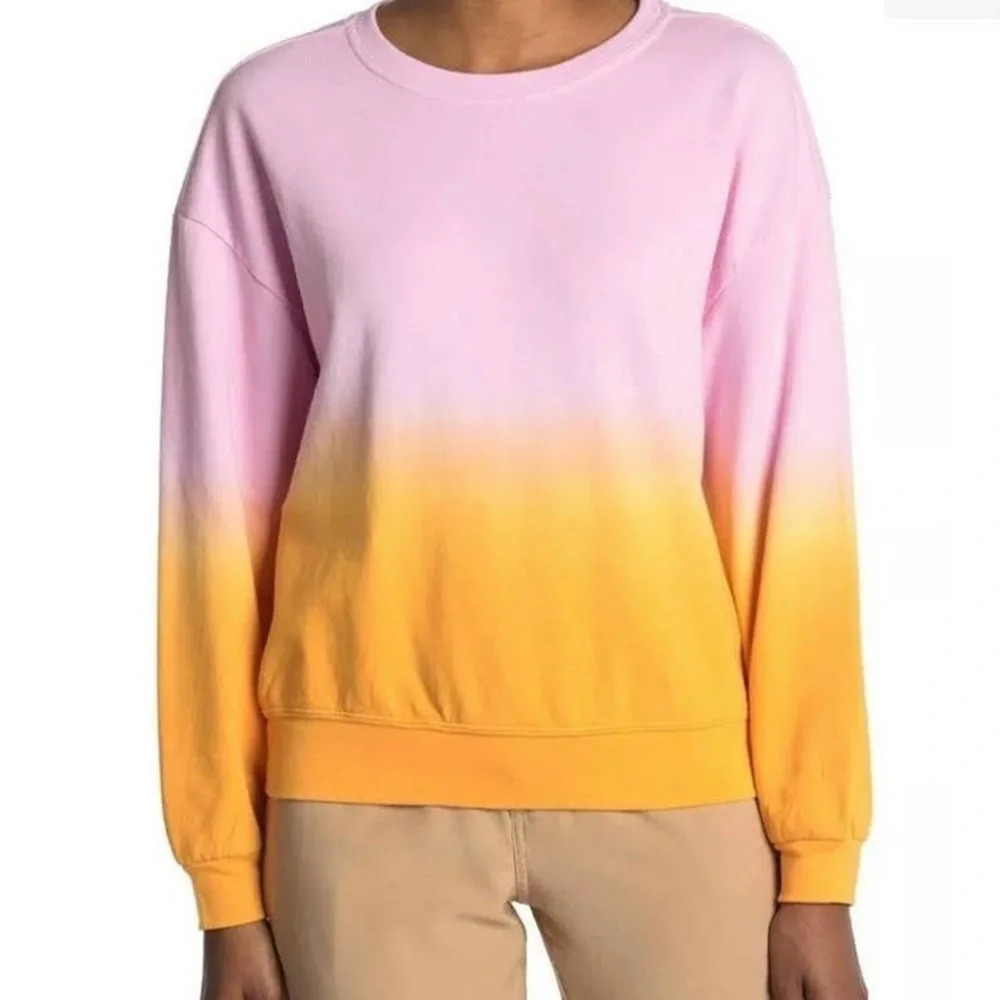 Elodie Dip Dye Crew Neck Sweatshirt Pink & Orange Size L